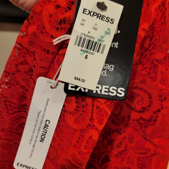 NEW Express Sexy Red Lace Sheath Dress - Size 6 - Picture 8 of 12